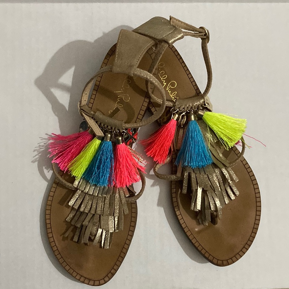 Lilly Pulitzer Zoe T strap flat sandals